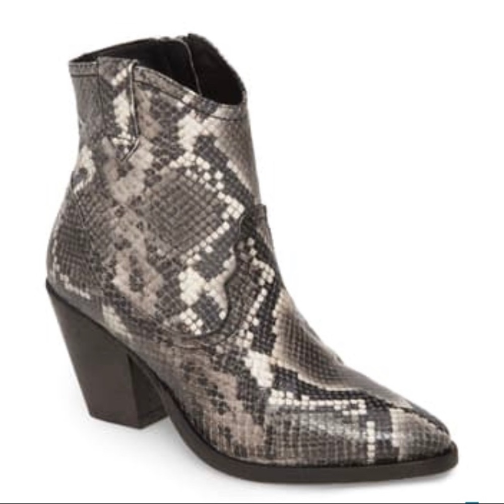 NEW ALLSAINTS ROLENE SNAKE EMBOSSED LEATHER BOOTIE